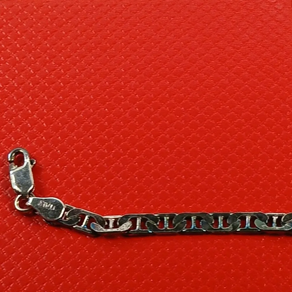 Vintage 1990s Italian Sterling Silver 925 Mariner Anchor Link Bracelet 7in 7.2g